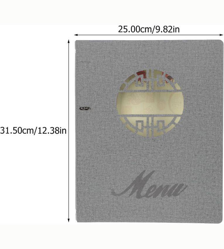 Porte-Menu A4 Classique en Similicuir PU Gris – 18 Vues Élégance Moderne